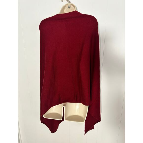 Cashmere Poncho Red/Burgundy V-Neck Made in Nepal Excellent Condition One Size - Picture 3 of 6